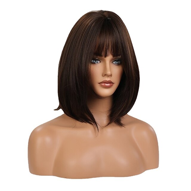 Beauty & Hair Wigs & Hair Pieces | Air Bangs Short Curly Hair Black Brown Cos Hair Female Wig - FV19346