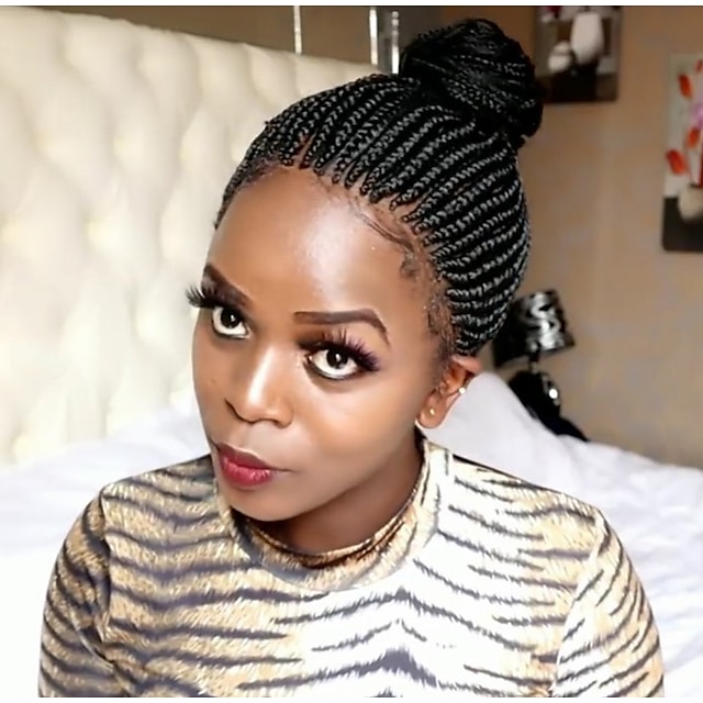  parrucca treccia africana femminile capelli corti ricci maglia elasticizzata scatola copricapo in fibra chimica trecce parrucche per donne nere