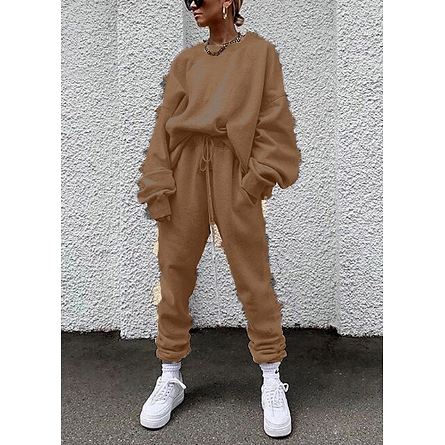 Sports & Outdoors Running, Jogging & Walking | Womens 2 Piece Tracksuit Sweatsuit Street Casual Winter Long Sleeve 14 Colors The