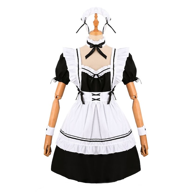  Inspired by Cosplay Maid Costume Anime Cosplay Costumes Japanese Cosplay Suits Dresses Dress Neckwear Wristlet For Women's / Washable / Wet and Dry Cleaning / Outfits / Vacation Dress / Sweet Lolita