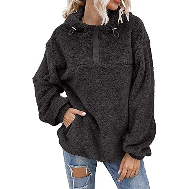 Womens Clothing Womens Tops | Womens Hoodie Sweatshirt Plain Front Pocket Daily Streetwear Active Streetwear Hoodies Sweatshirts