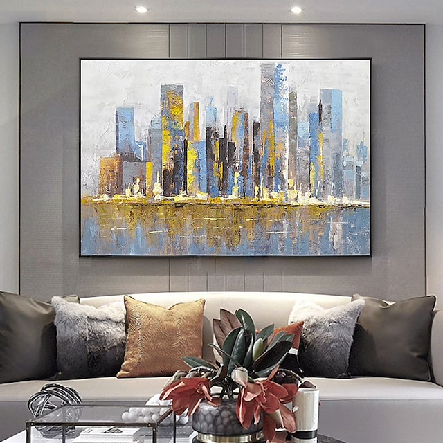 Home & Garden Wall Art | Handmade Oil Painting Canvas Wall Art Decoration Abstract LandscapePainting Urban Landscape for Home De