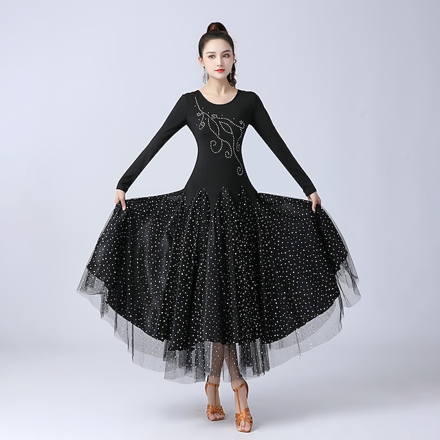 Ballroom Dance Dress Sequins Women's Performance Daily Wear Long Sleeve ...