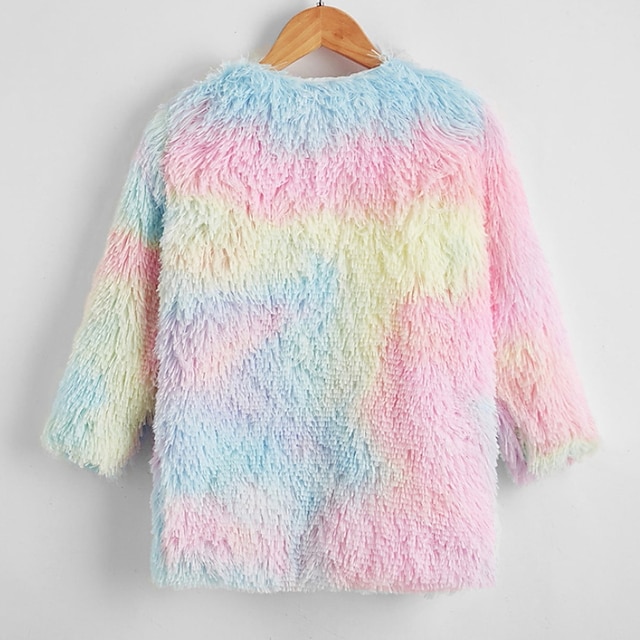 Baby & Kids Girls Clothing | Kids Girls Coat Long Sleeve Rainbow Tie Dye Fall Winter Adorable 3-8 Years / Cute - QE84940