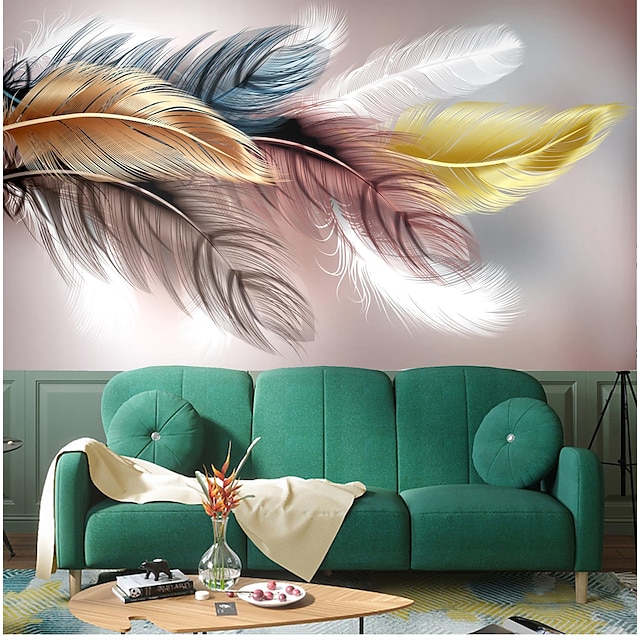  Mural Wallpaper Wall Sticker Custom Self-adhesive Feather PVC / Vinyl Suitable For Living Room Bedroom Restaurant Hotel Wall Decoration Art  Home Decor