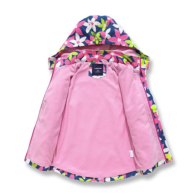 Baby & Kids Girls Clothing | Kids Girls Coat Long Sleeve Green Blue Purple Floral Pocket Fall Winter Active Street 3-10 Years / 