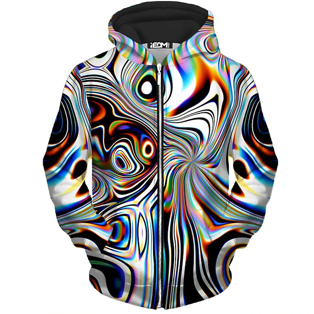Men's Abstract Graphic Prints Hoodie Hoodies Sweatshirt Streetwear Casual Long Sleeve Hooded Daily Sports Black And White Zipper Print Spring &  Fall Designer3