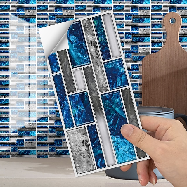  adesivo per piastrelle americane grigio agata blu mosaico autoadesivo adesivo da parete per cucina imitazione adesivo per piastrelle 3d