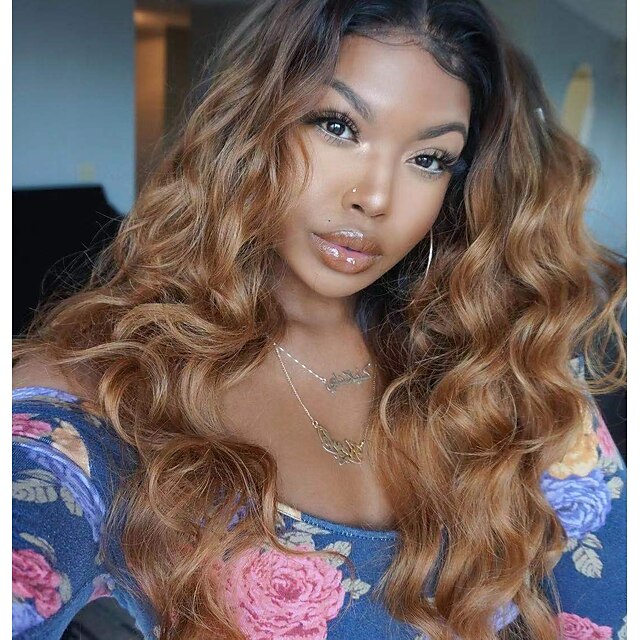 

Brazilian Human Hair13x4 Lace Body Wave Wig Lace Front Human Hair Wigs T1B/27 Ombre Human Hair Wig Middle Part Brazilian Remy Lace Wig