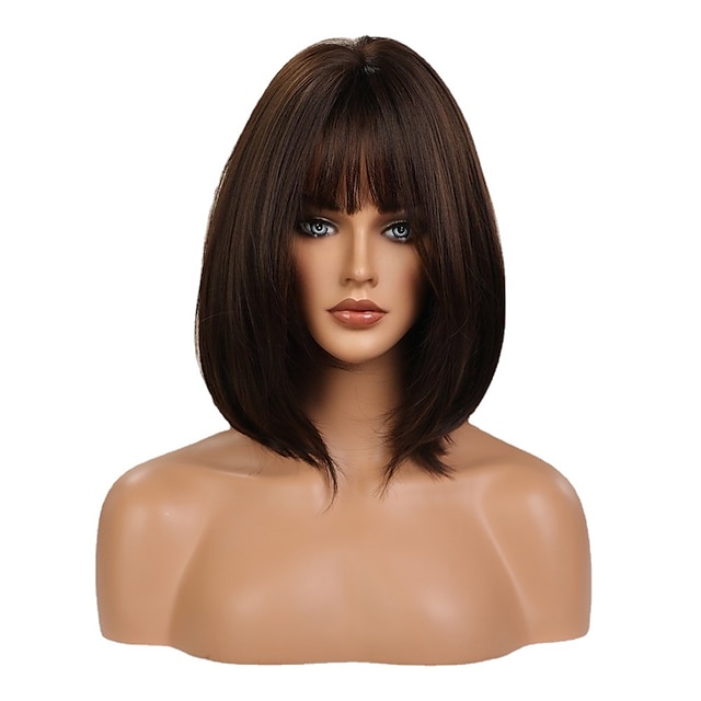 Beauty & Hair Wigs & Hair Pieces | Air Bangs Short Curly Hair Black Brown Cos Hair Female Wig - FV19346