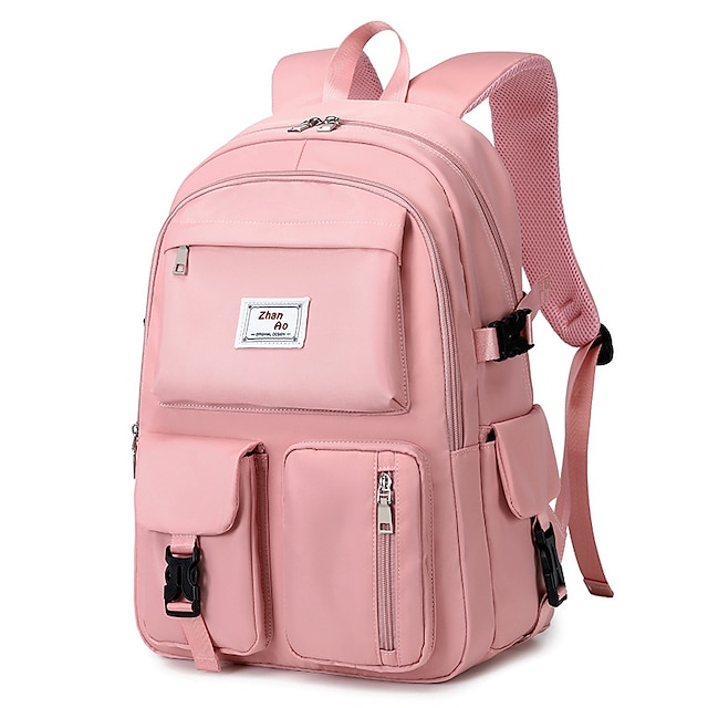  여성용 남여 공용 배낭 책가방 배낭 옥스퍼드 섬유 한 색상 조절 가능 대용량 지퍼 학교 일상 블랙 퍼플 블러슁 핑크 베이지