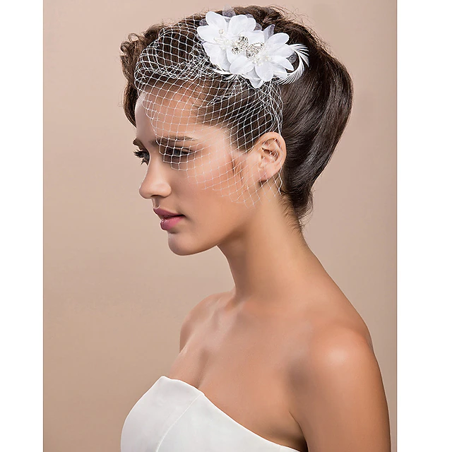 Net Blusher Veils / Wedding Fascinators / Headwear with Floral 1pc Special Occasion / Party / Evening / Party / Cocktail Headpiece 7