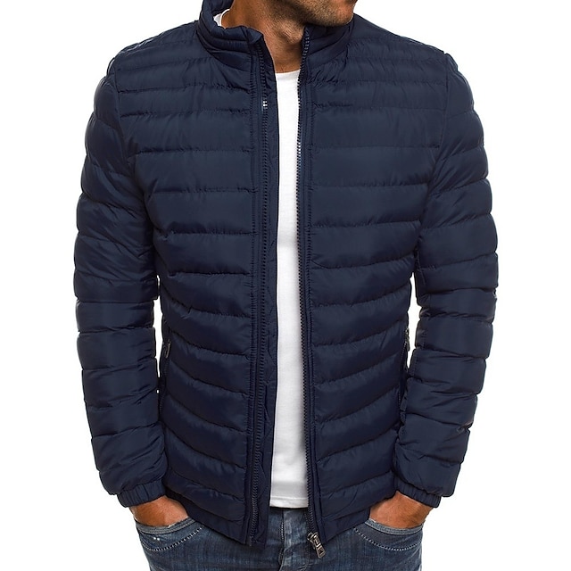 Men's Warm Puffer Bubble Jacket Quilted Padded Jacket Zip Up Outerwear ...