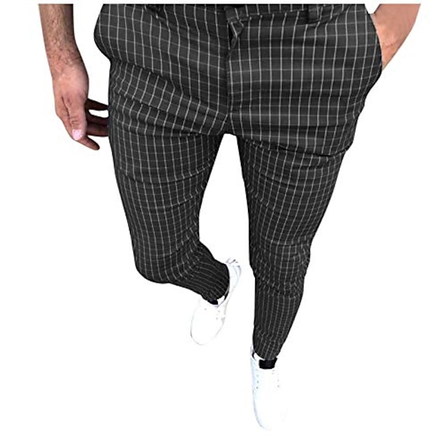 black and white plaid joggers mens