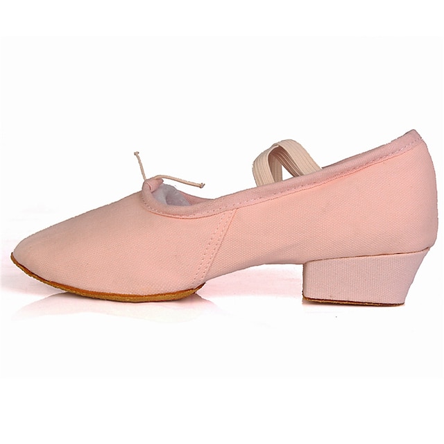  Women's Ballet Shoes Practice Trainning Dance Shoes Training Indoor Performance Heel Thick Heel Elastic Band Slip-on Adults' White Black Rosy Pink