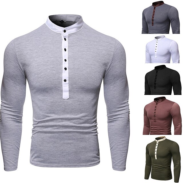 Mens Clothing Mens Tees & Tank Tops | Mens Henley Shirt T shirt Tee Solid Color Henley Casual Daily Long Sleeve Tops Lightweight