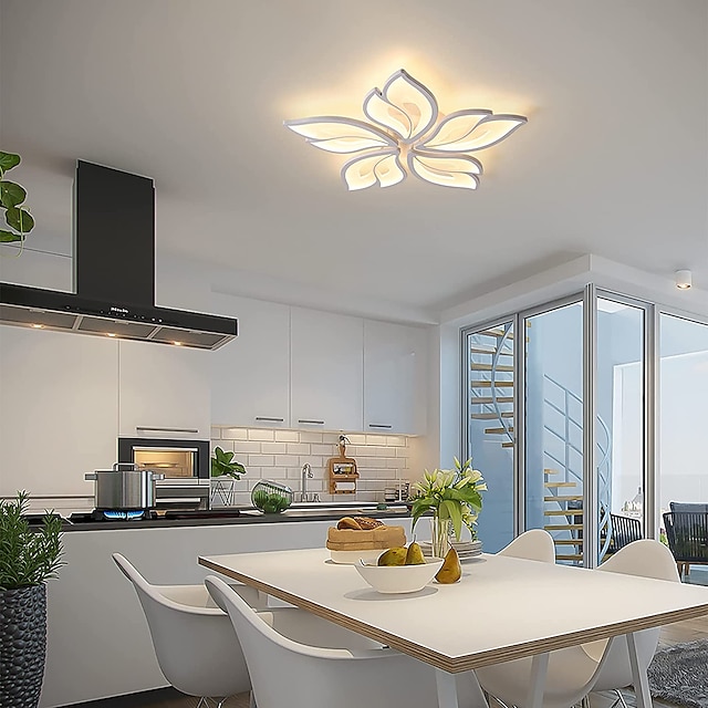  plafonnier acrylique moderne 27,3 pouces 65w led feuille d'érable fleur design réglable lumière branche lustre installation intégrée lustre lampe adapté pour salon chambre et restaurant