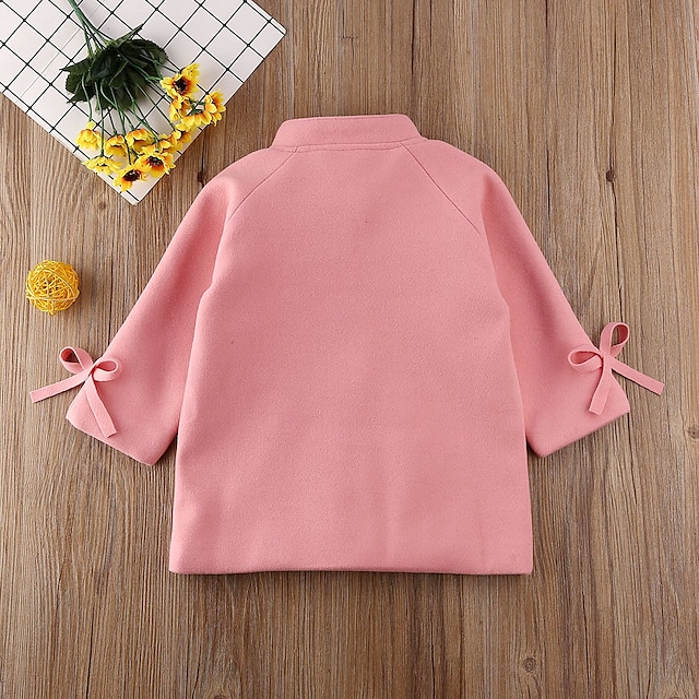 Baby & Kids Girls Clothing | Kids Girls Coat Long Sleeve Green Pink Wine Plain Pocket Fall Winter Active Street 2-12 Years / Str