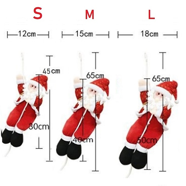 Home & Garden Home Decor | Merry Christmas 30/40/50cm Santa Claus Climbing Rope Doll Pendant Christmas Tree Ornament Xmas Decora