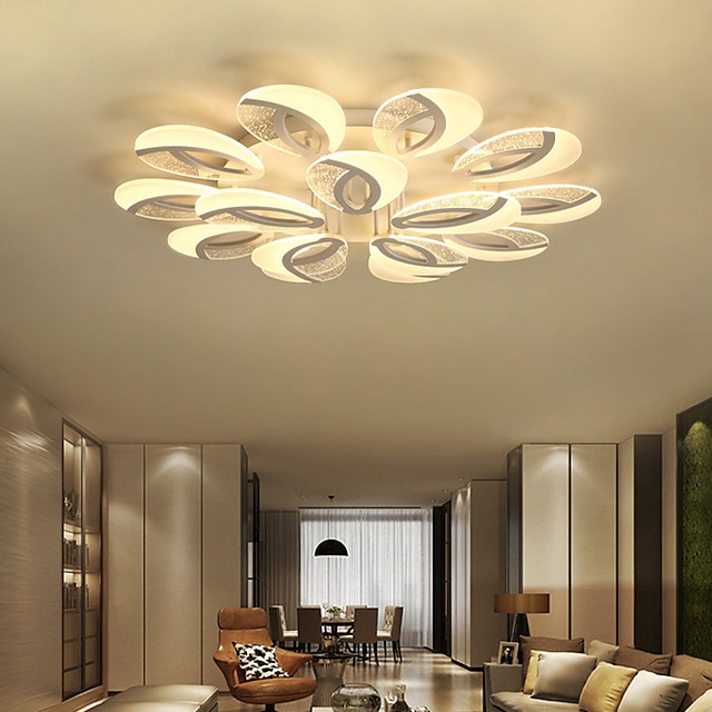  Bubble Acrylic Modern Dimmable Ceiling Light LED Flush Mount Peacock Tail LED Ceiling Lamp with Remote Control for Living Room Bedroom Dining Room AC 110V 220V Flower Design