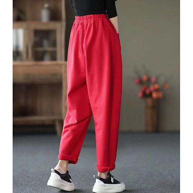 Versace Cotton Pants in Red Womens Clothing Trousers Slacks and Chinos Harem pants 