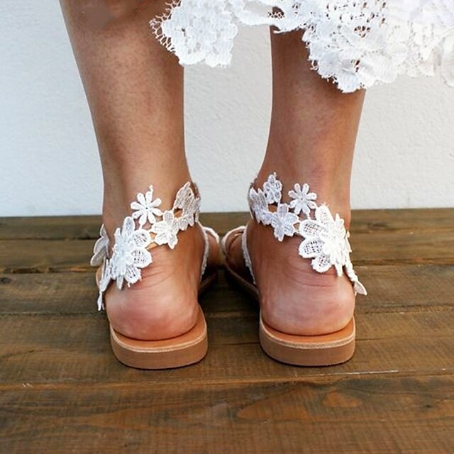 Women's Wedding Shoes Sandals Boho Bohemia Beach Flat Sandals Plus Size ...