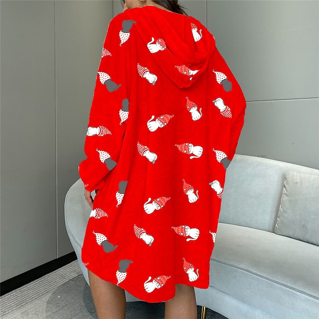 Womens Clothing Womens Sleep & Lounge | Womens Pajamas Hoddie Blanket 1 pc Cartoon Simple Fashion Soft Home Christmas Daily Poly