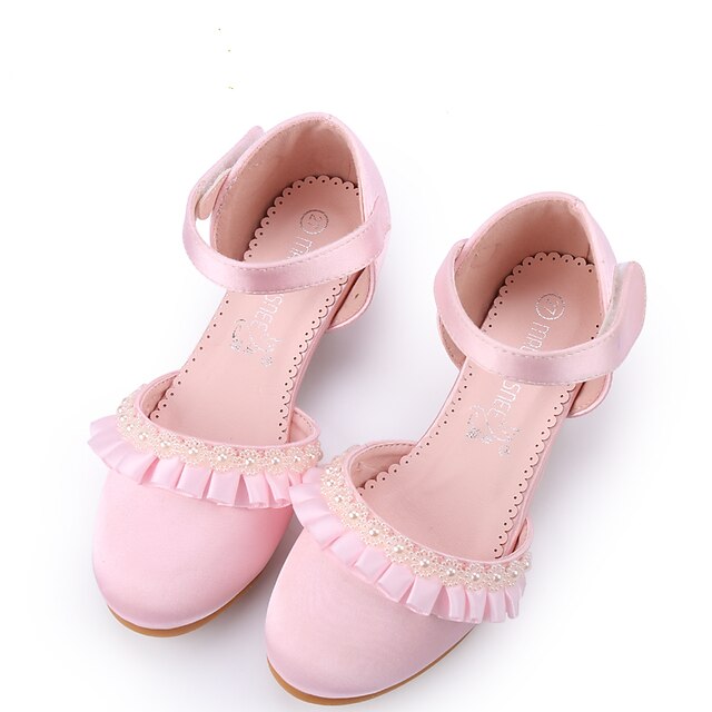  Girls' Heels Flower Girl Shoes Satin Color Changing Big Kids(7years +) Little Kids(4-7ys) Flower Light Pink Ivory Fall Winter