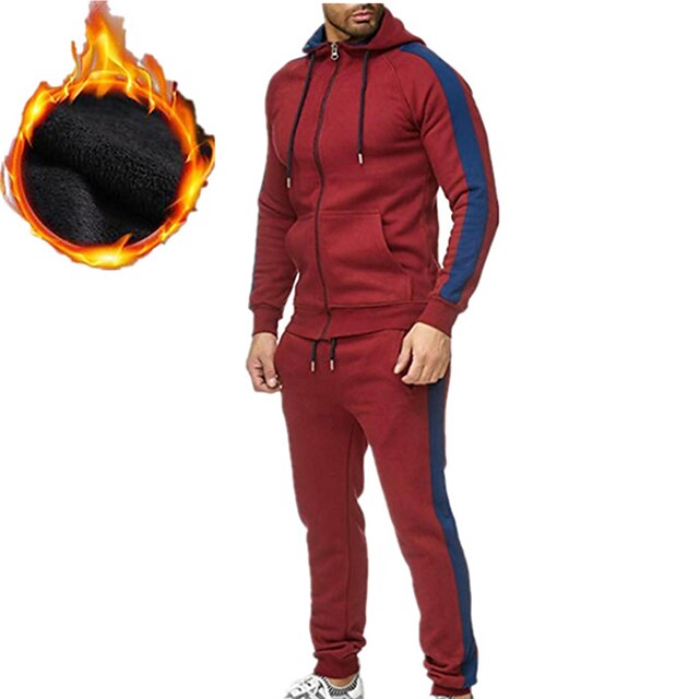 Sports & Outdoors Running, Jogging & Walking | Mens Tracksuit Sweatsuit Athletic Athleisure 2pcs Winter Long Sleeve Breathable S