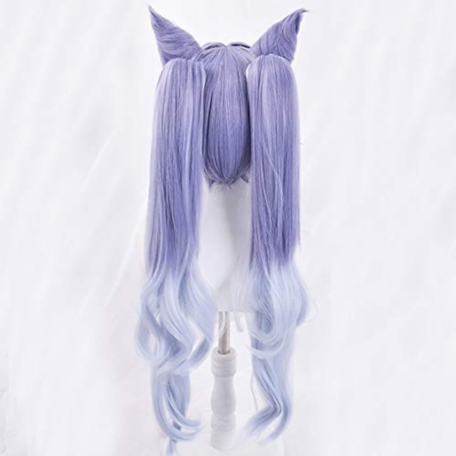 Beauty & Hair Wigs & Hair Pieces | Keqing Cosplay Wigs with Bangs Purple Blue Ombre Long Wavy Synthetic Wigs for Women Japan Ani