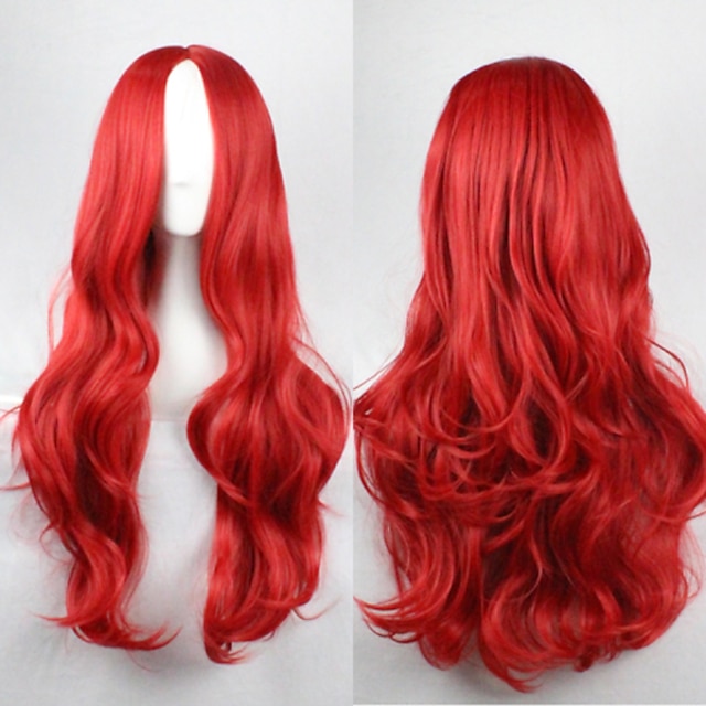  perucas vermelhas para mulheres peruca cosplay peruca sintética encaracolado ondulado ondulado peruca assimétrica longo cabelo sintético vermelho linha fina peruca vermelha de halloween