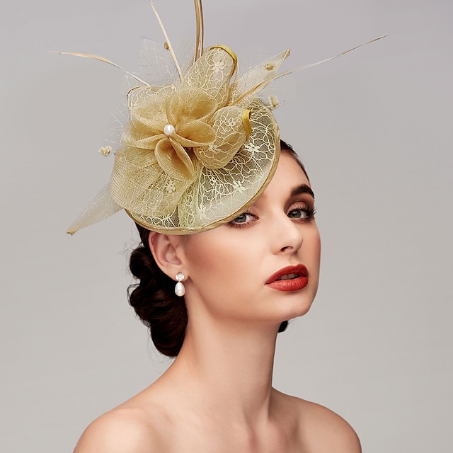Fascinators Hats Headpiece Feathers Net Saucer Hat Wedding Horse Race ...