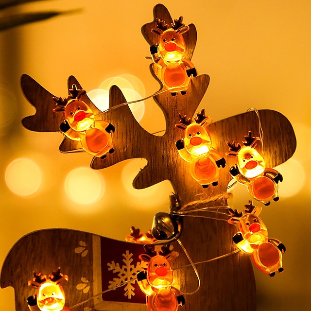  jule-nisse-snorelys snemandsklokker sliklys dekoration led fe-lys 3m-30leds 2m-20leds batteridrevet juletræshave hjemmefest atmosfære dekoration