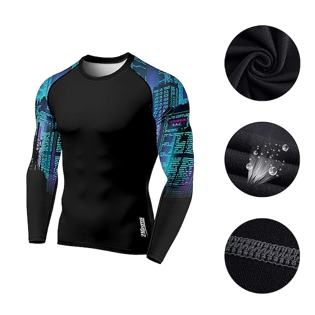 Sports & Outdoors Running, Jogging & Walking | 21Grams® Mens Long Sleeve Compression Shirt Running Shirt Top Athletic Athleisure