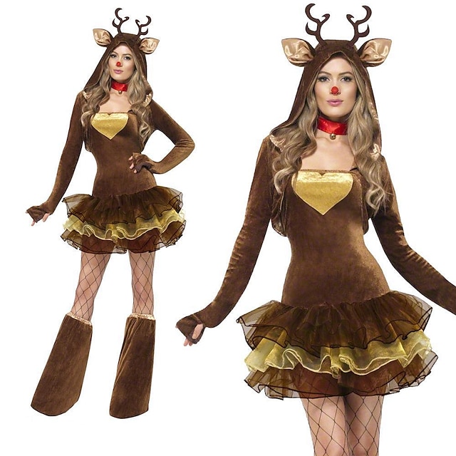 Reindeer Rudolph Cosplay Costume Outfits Christmas Dress Vacation Dress ...