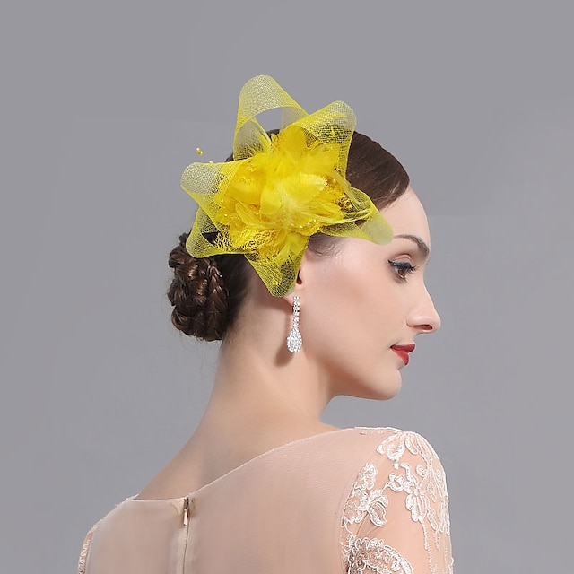  Pene  Fascinatoare din plasă  Pălării  Accesorii cu pene  Șapcă  Floare 1 PC Nuntă  Cursa de cai  Accesorii pentru ziua doamnelor rochie pentru a impresiona Rochie de zi de cursă