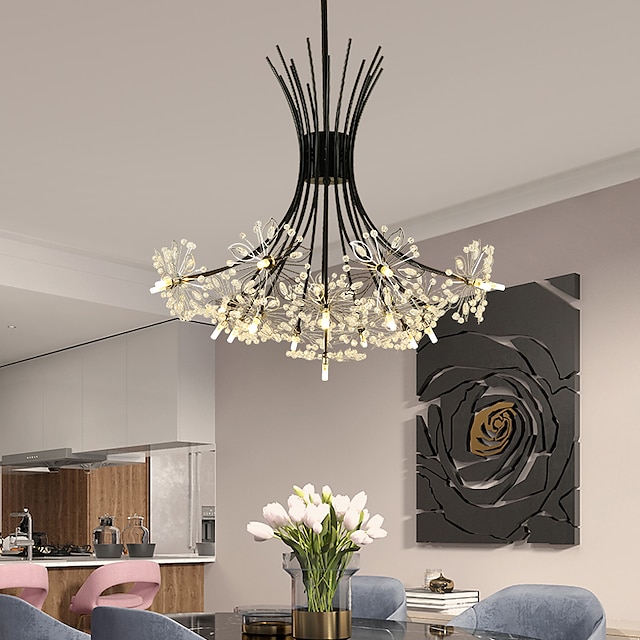  68 cm pingente de luz led sputnik design lustre de metal sputnik acabamentos pintados estilo nórdico 220-240v design de flores