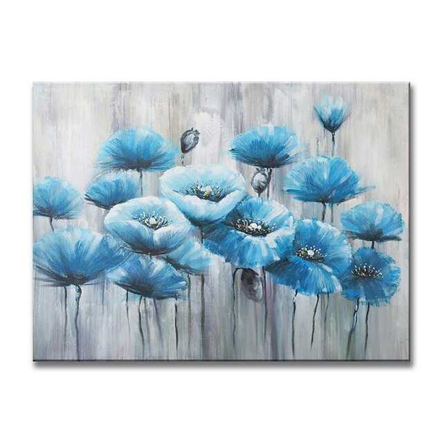 Home & Garden Wall Art | Oil Painting Handmade Hand Painted Wall Art Modern Abstract Blue Flower Home Decoration Decor Rolled Ca