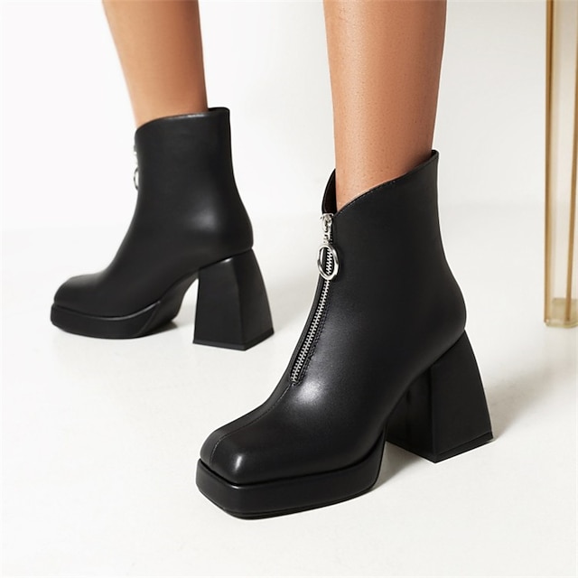 Mujer Botas Botines Botines Tacón Cuadrado Dedo cuadrada Diario PU  Cremallera Color sólido Blanco Negro / Botines / Hasta el Tobillo / Botines  / Hasta el Tobillo 8882323 2022 – €64.99