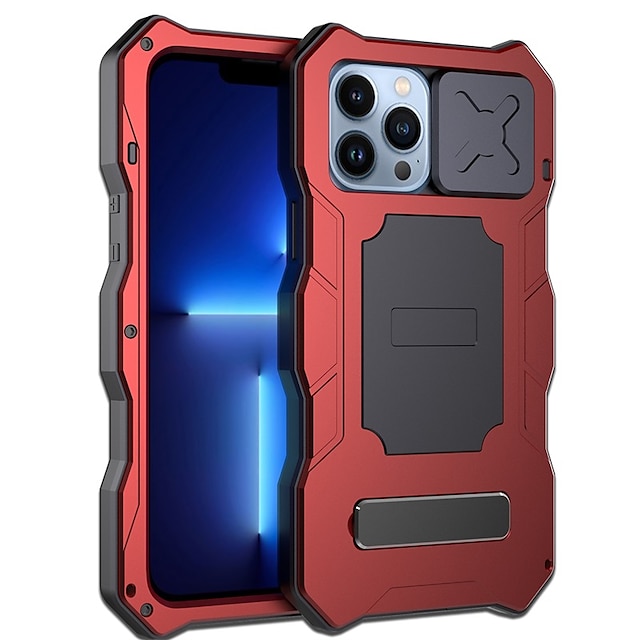  Rugged Armor Slide Camera Lens Shockproof Dustproof Phone Case for iPhone 13 Pro Max 12 Pro Max Mini Metal Aluminum Military Grade Bumpers Kickstand Cover