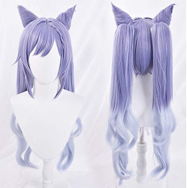 Beauty & Hair Wigs & Hair Pieces | Keqing Cosplay Wigs with Bangs Purple Blue Ombre Long Wavy Synthetic Wigs for Women Japan Ani