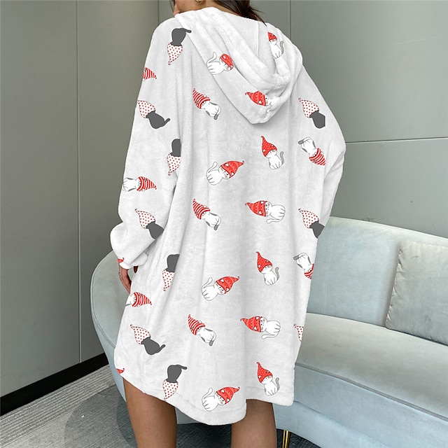 Womens Clothing Womens Sleep & Lounge | Womens Pajamas Hoddie Blanket 1 pc Cartoon Simple Fashion Soft Home Christmas Daily Poly