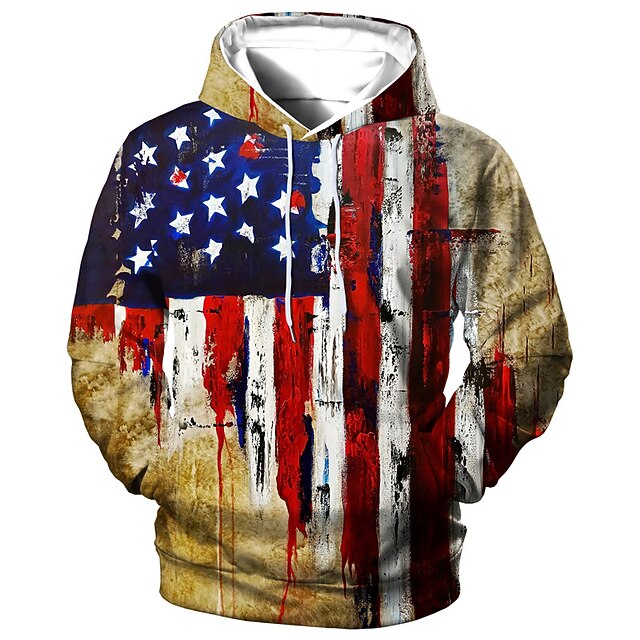 Men's American US Flag Graphic Prints Hoodie Hoodies Sweatshirt Designer Casual Long Sleeve Hooded Daily Sports Yellow Red Lace up Print Fall & Winter Designer4