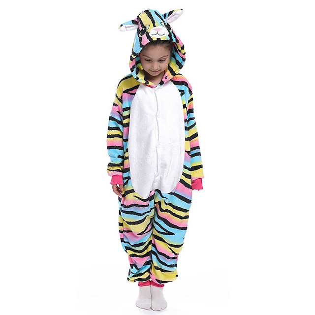 Toys & Hobbies Cosplay & Costumes | Kids Kigurumi Pajamas Nightwear Rainbow Onesie Pajamas Flannelette Yellow+Blue Cosplay For B