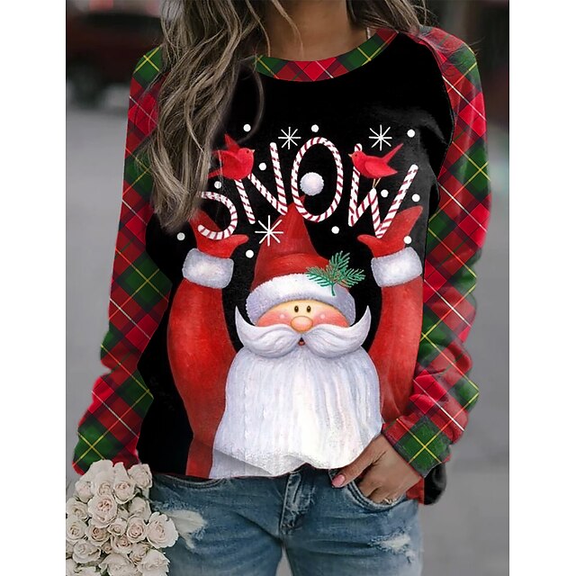 

Women's Sweatshirt Pullover Plaid Checkered 3D Tartan Print Christmas Christmas Gifts Sports 3D Print Active Streetwear Hoodies Sweatshirts Red