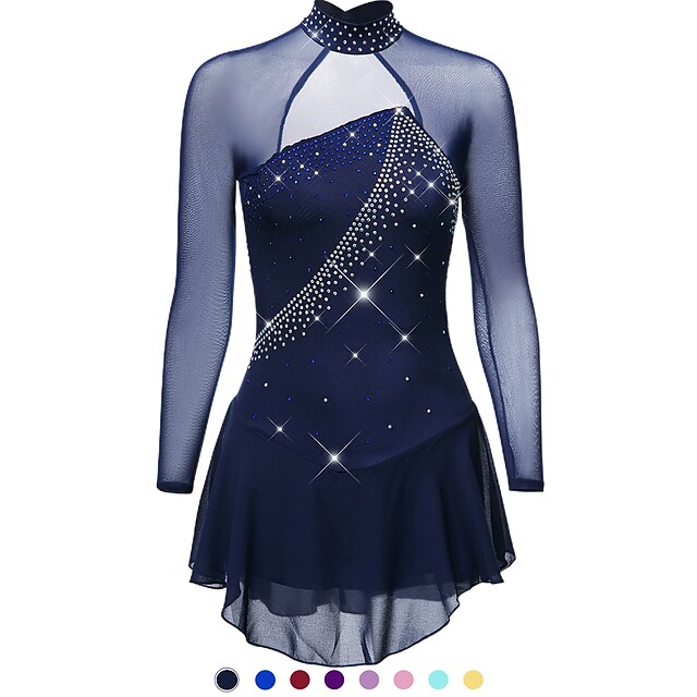 

Figure Skating Dress Girls' Ice Skating Dress Outfits Yan pink White Royal Blue Open Back Mesh Spandex Stretchy Training Professional Competition Skating Wear Quick Dry Handmade Crystal / Rhinestone