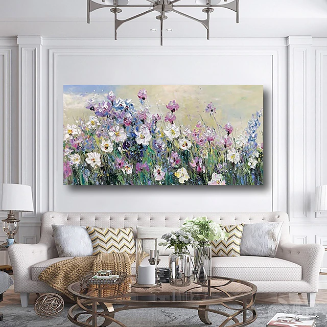 Oil Painting Handmade Hand Painted Wall Art Modern Flowers Blossom Purple Fields Home Decoration Decor Rolled Canvas No Frame Unstretched 8