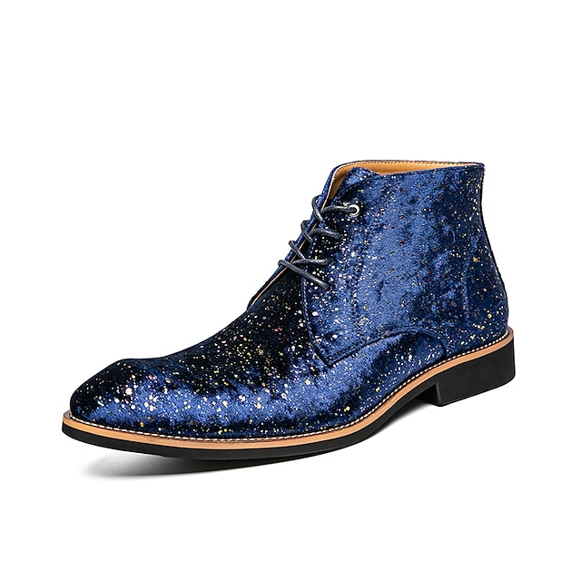  Homens Botas Sapatos de vestir Botas da Moda Diário Camurça Botas / Botins Com Cadarço Preto Azul Real Verão Outono Inverno