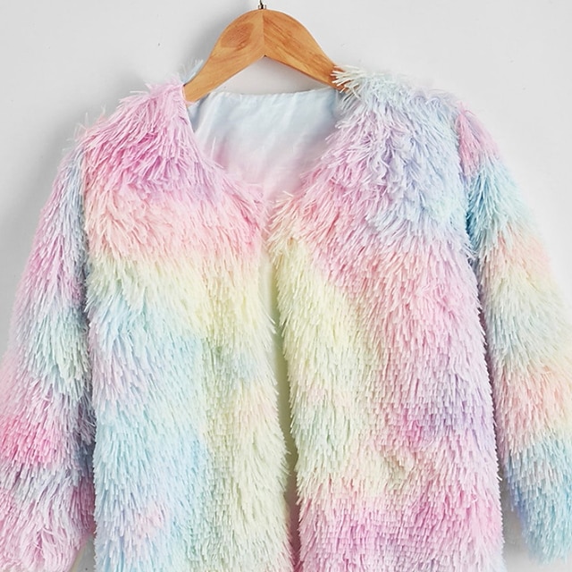 Baby & Kids Girls Clothing | Kids Girls Coat Long Sleeve Rainbow Tie Dye Fall Winter Adorable 3-8 Years / Cute - QE84940