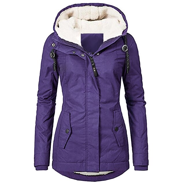 Women's Parka Street Fall Winter Puffer Jacket Long Coat Windproof Warm ...